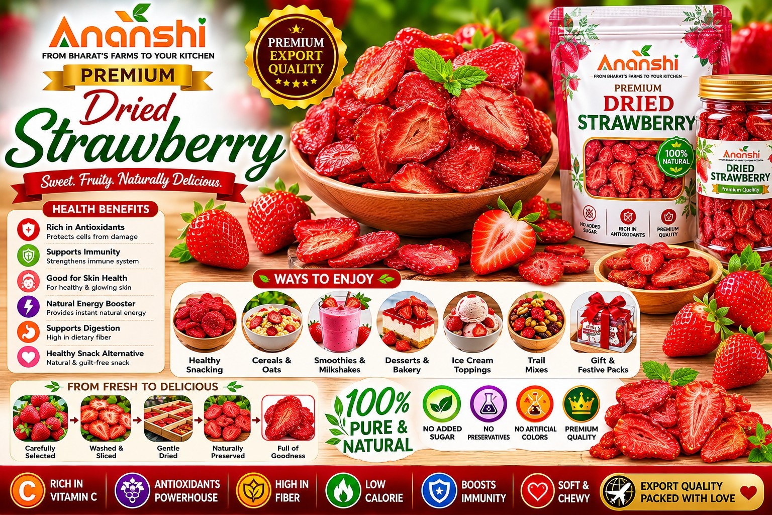 Premium Dried Strawberry